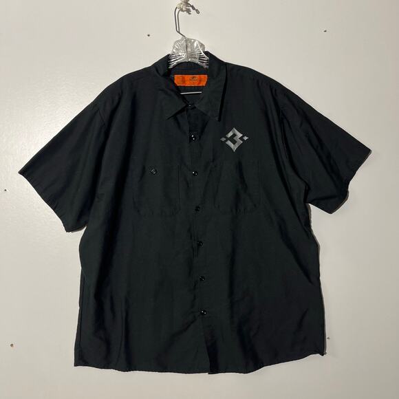 VTG Red Kap Three Floyds Brewing Black Biker Work Button Up Shirt Men’s  XXL - Picture 1 of 6